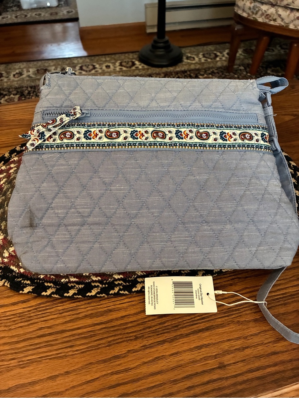 Vera Bradley Chambray Original Zip Hipster crossbody Actual  NWT paisley trim